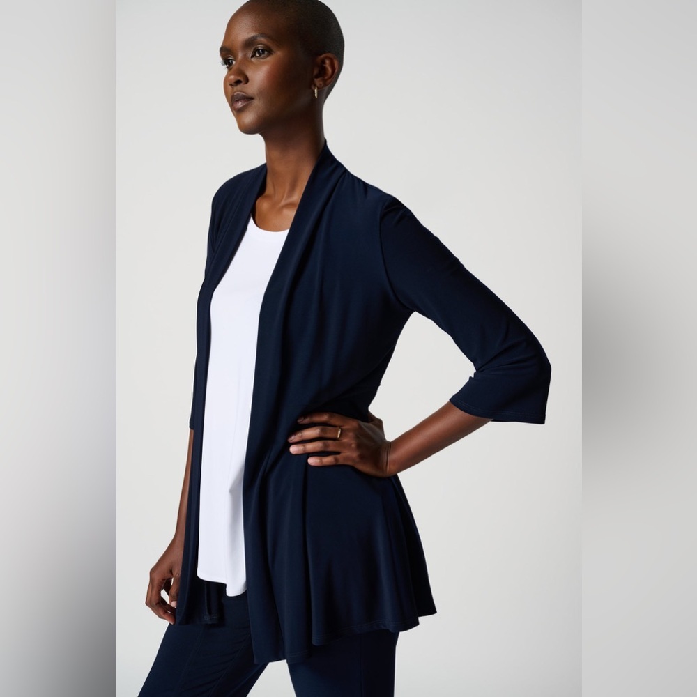 Joseph Ribkoff Navy open Shrug Cardigan 3/4 Sleeves Womens Size 4 Office Work